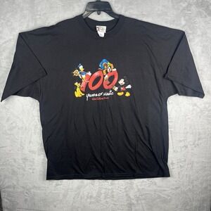 Vintage 100 Years Of Magic Walt Disney World Black T-Shirt 3XL 1998